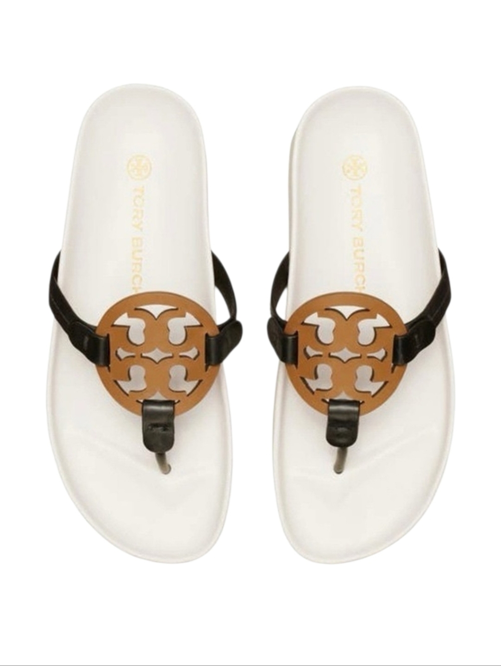 Tory Burch Almond flour miller cloud sandals Slip On Leather Black Tan Ivory